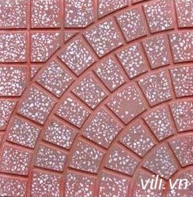 Gạch Vỉa Hè 40x40 Terrazzo Cánh Quạt Đỏ