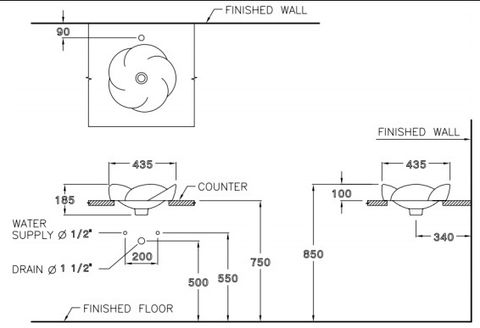 Chậu Rửa Lavabo COTTO C0001 Fleur Đặt Bàn