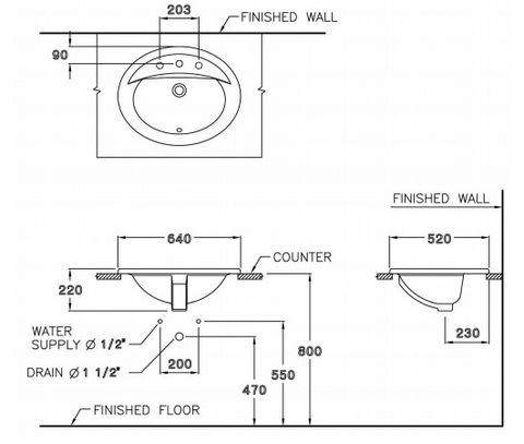 Chậu Rửa Mặt Lavabo COTTO C02607 Serena Dương Vành