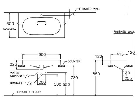 Chậu Rửa Lavabo COTTO C002517 Olix 90 Đặt Bàn