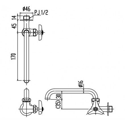 Vòi Rửa Nước Lạnh Inax LF-16-13 Gắn Tường