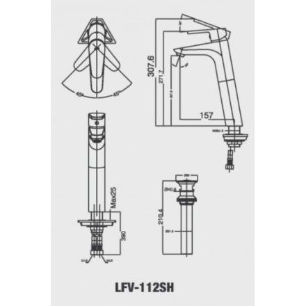 Vòi Lavabo Inax LFV-112SH Nóng Lạnh Đặt Bàn Cổ Cao