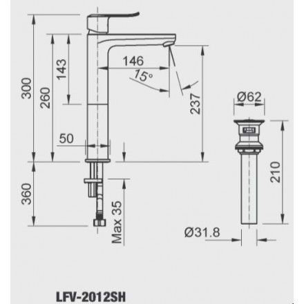 Vòi Lavabo Inax LFV-2012SH Lạnh Đặt Bàn Cổ Cao