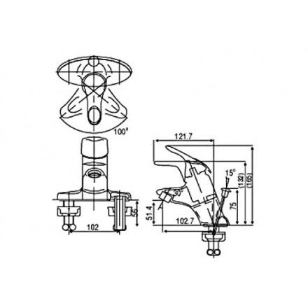 Vòi Rửa Lavabo Inax LFV-201S Nóng Lạnh Chậu 3 Lỗ