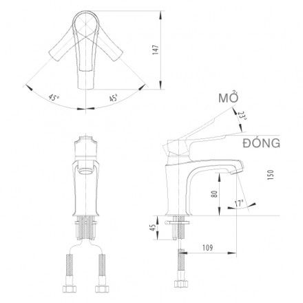 Vòi Chậu Rửa Inax LFV-312S Nóng Lạnh