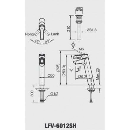 Vòi Lavabo Inax LFV-6012SH Đặt Bàn Nóng Lạnh
