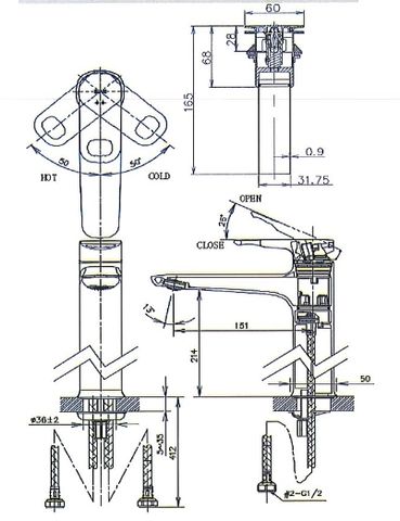 Vòi Lavabo Inax LFV-652SH Đặt Bàn Nóng Lạnh