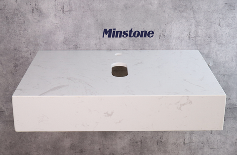 Bàn đá lavabo Minstone M201 50x70 trắng vân