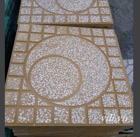 Gạch Vỉa Hè 40x40 Terrazzo Mặt Trăng Vàng