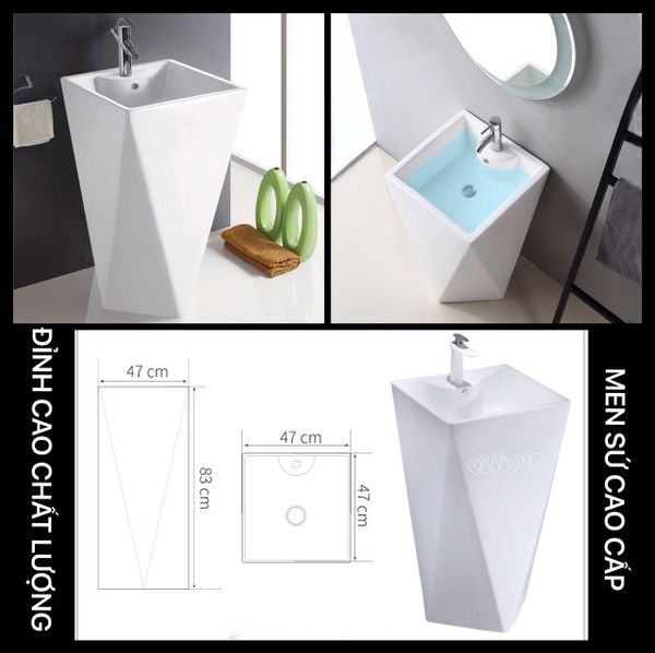 Chậu lavabo liền khối YOLO ML109 trụ đứng kim cương