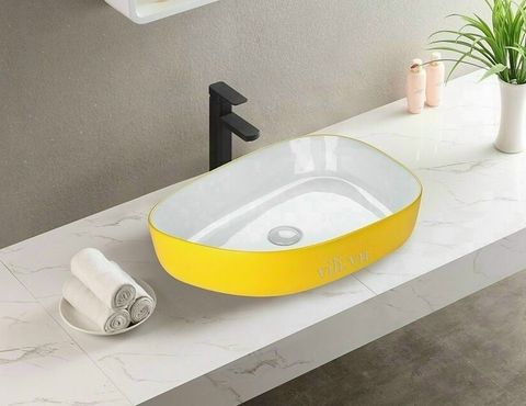 Chậu rửa lavabo đặt bàn YOLO ML27  vàng chanh