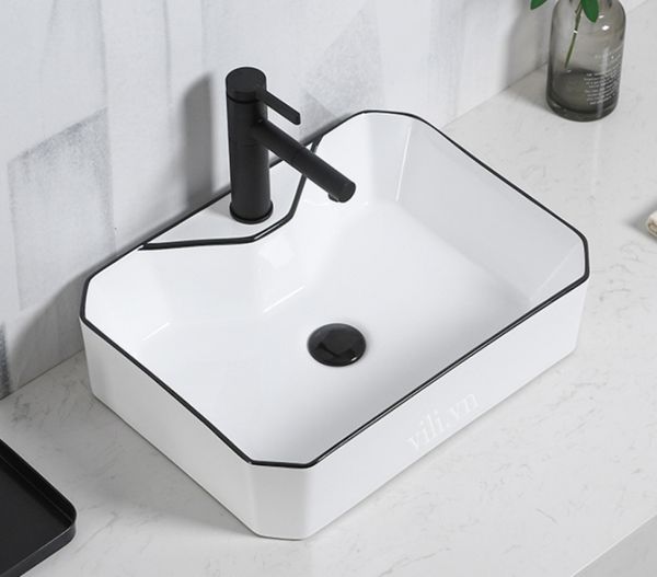 Chậu lavabo đặt bàn YOLO ML335 chữ nhật viền đen