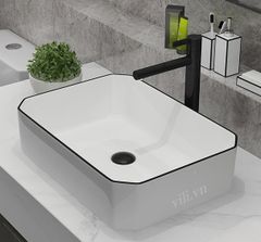 Chậu lavabo đặt bàn YOLO ML336 chữ nhật viền đen