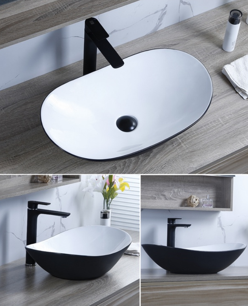 Chậu rửa lavabo đặt bàn YOLO ML104  thuyền Đen & trắng