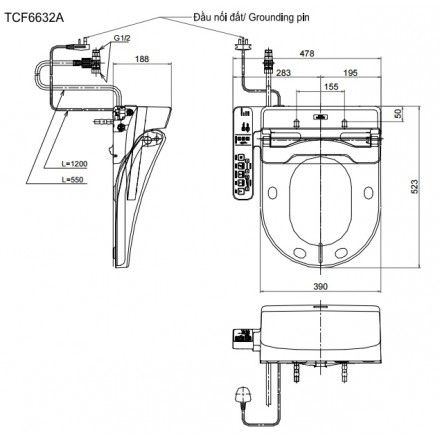 Nắp Rửa Điện Tử Washlet TOTO TCF6632A (W8)