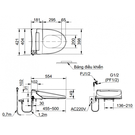 Nắp Điện Tử INAX CW-KA22AVN Bảng Điều Khiển Từ Xa