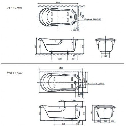 Bồn Tắm Xây TOTO PAY1770D/DB501R-2B