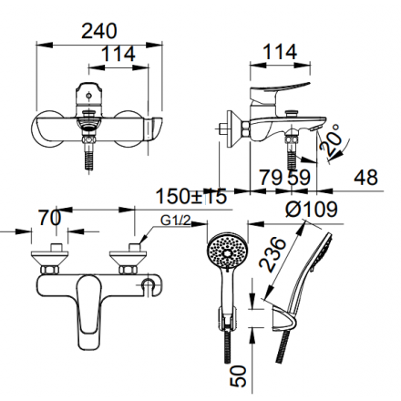 Vòi Hoa Sen Inax BFV-503S Nóng Lạnh Cao Cấp