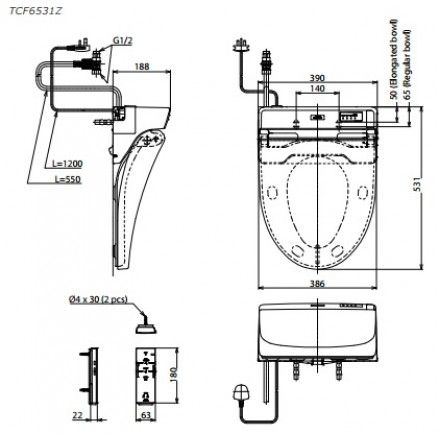 Nắp Rửa Điện Tử Washlet TOTO TCF6531Z (W6)