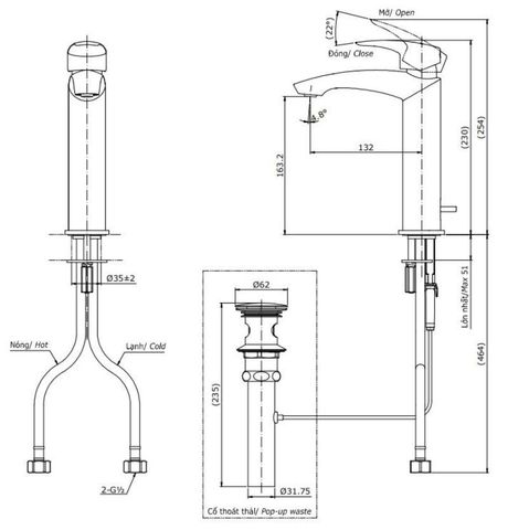 Vòi Lavabo TOTO TLG09303V Nóng Lạnh Cổ Cao