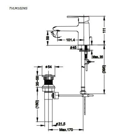 Vòi Lavabo TOTO TVLM102NSR Nóng Lạnh