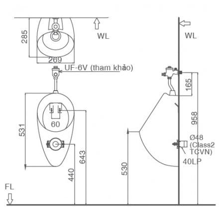 Bồn Tiểu Nam Inax U-117V Treo Tường