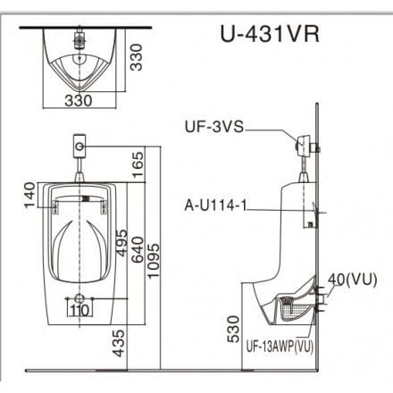 Bồn Tiểu Nam Inax U-431VR Treo Tường Vành Rim