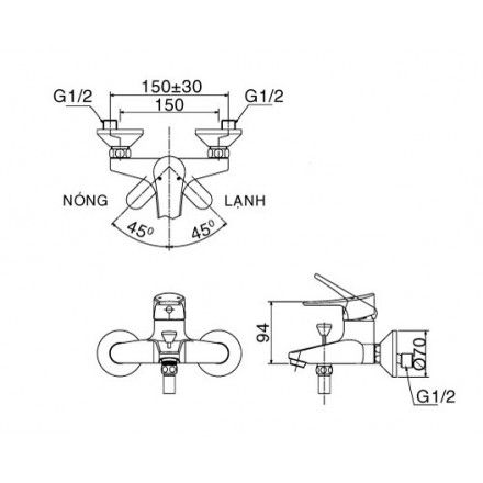 Vòi Sen Nóng Lạnh Inax BFV-1003S-1C Tay Sen Massage