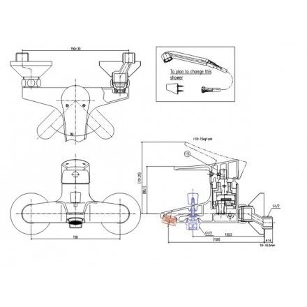 Vòi Sen Tắm Nóng Lạnh Inax BFV-1003S Tay Sen Nhựa