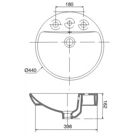 Chậu rửa lavabo Viglacera V26 đặt bàn