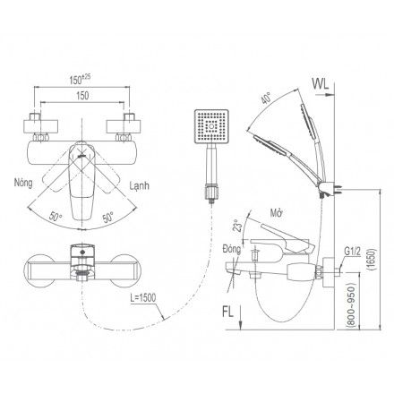 Vòi Sen Tắm Inax BFV-5003S Nóng Lạnh