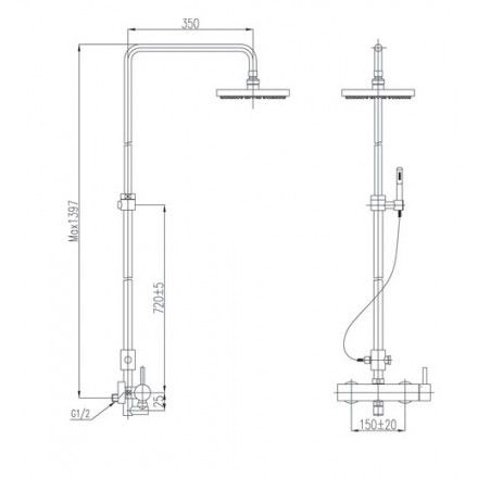 Vòi Sen Cây Tắm Inax BFV-70S Nóng Lạnh