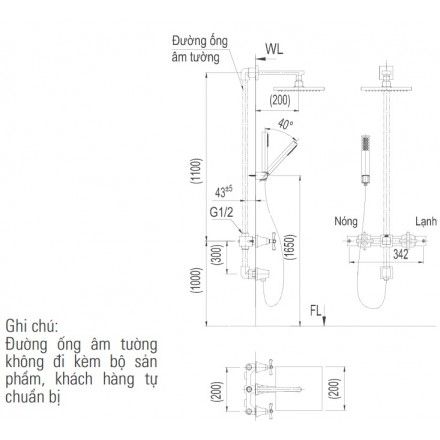 Vòi Sen Tắm Âm Tường Inax BFV-81SEHC Nóng Lạnh