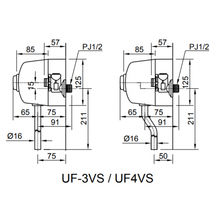 Van Xả Nhấn Inax UF-4VS Bồn Tiểu Nam (Ống Cong)