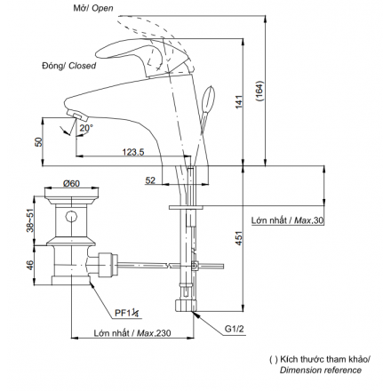 Vòi Lavabo TOTO TX115LFBR Nóng Lạnh