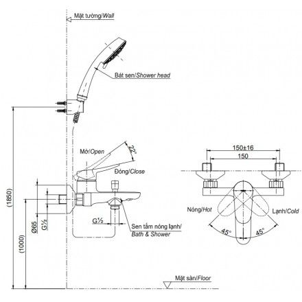 Vòi Sen TOTO TBS04302V/DGH108ZR Tay Sen 5 Chế Độ Nóng Lạnh