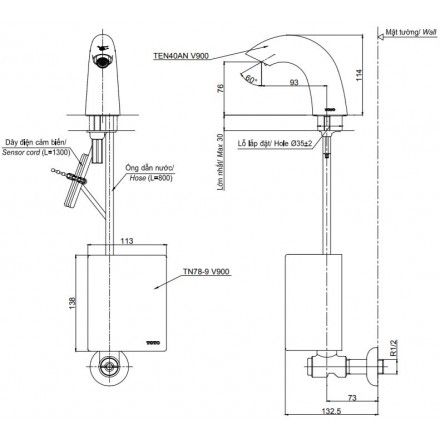 Vòi Cảm Ứng Lavabo TOTO TEN40ANV900/TN78-9V900/TVLF405