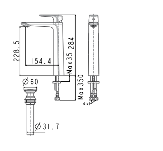 Vòi rửa lavabo American Standard WF-1702 thân cao