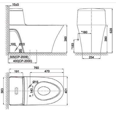 Bàn cầu một khối American Standard WP-2009