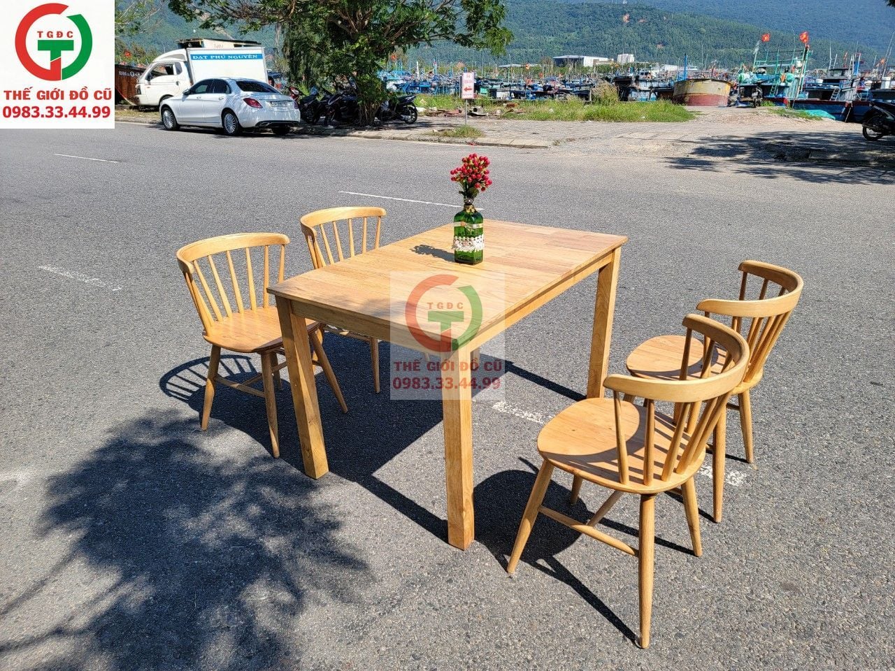 BỘ BÀN ĂN CABIN 4 GHẾ GỖ NAN