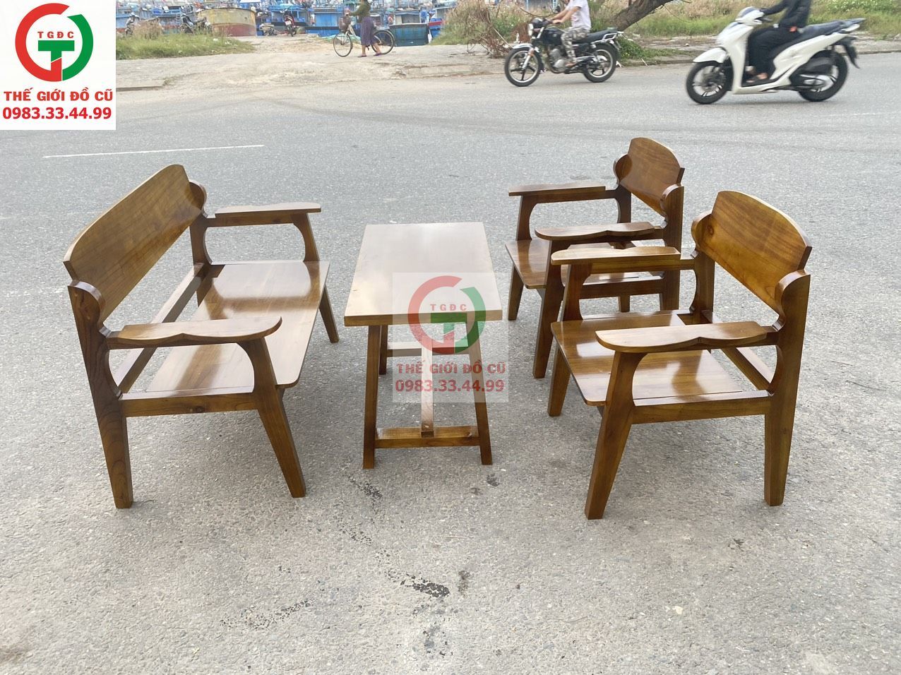 BỘ BÀN GHẾ CAFE GỖ CAO SU