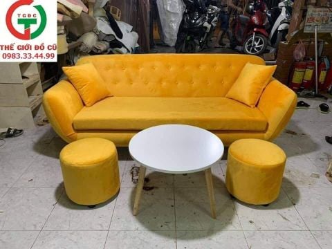 Bộ sofa nệm vàng kèm bàn - Dc361