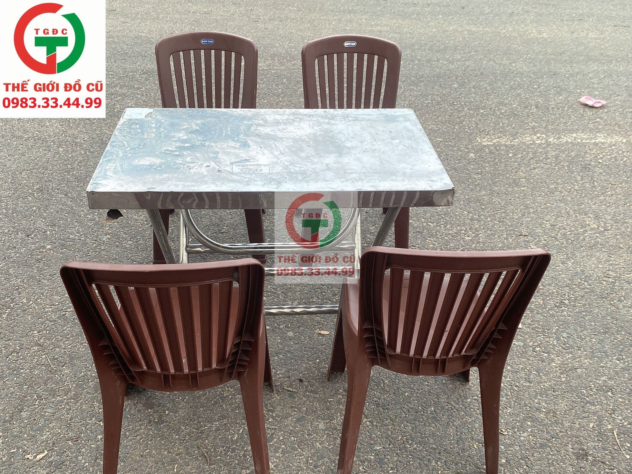 BỘ BÀN ĂN INOX GHẾ NHỰA