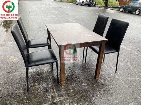 BỘ BÀN ĂN CABIN 4 GHẾ DA CHÂN SẮT TĨNH ĐIỆN