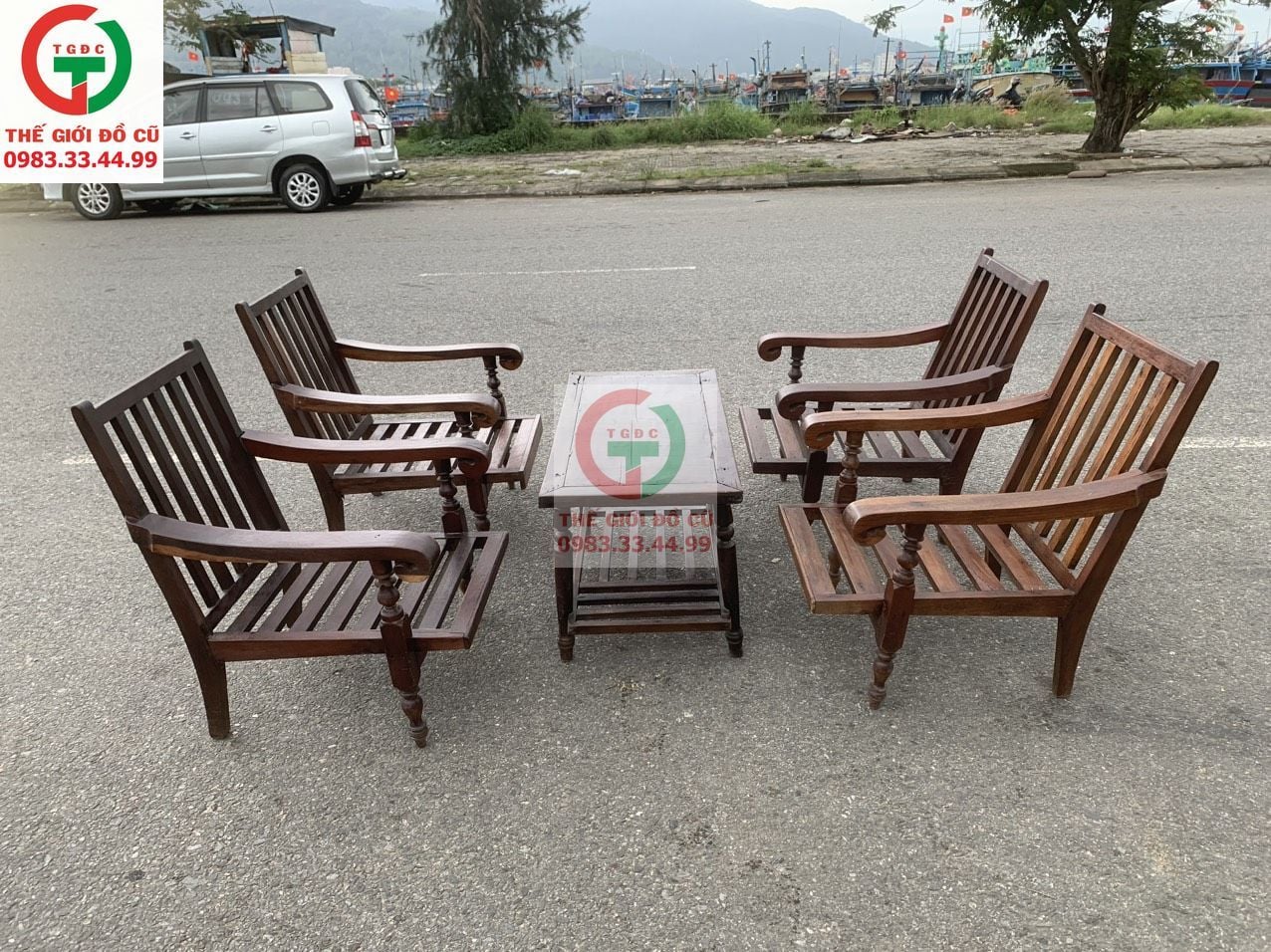 BỘ SALON GỖ NAN CHÂN TIỆN 4 GHẾ ĐƠN