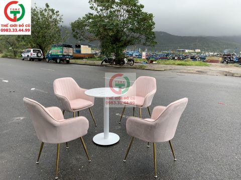 BỘ BÀN CAFE 4 GHẾ SOFA NHUNG CAO CẤP