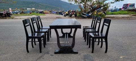 BỘ BÀN CHỮ U 6 GHẾ GỖ GÕ