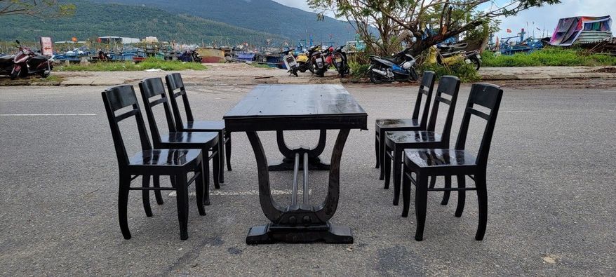 BỘ BÀN CHỮ U 6 GHẾ GỖ GÕ