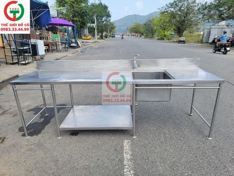 CHẬU RỬA INOX LIỀN BÀN SƠ CHẾ INOX 304