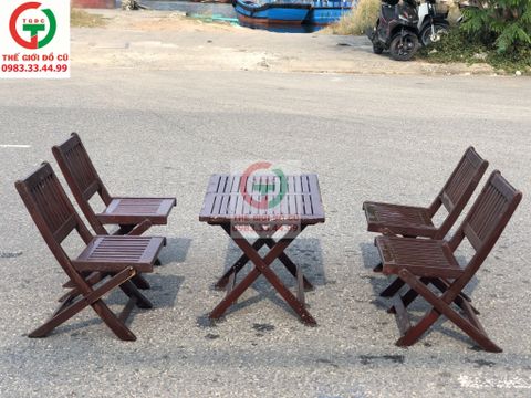 BÀN GHẾ GỖ XẾP CAFE